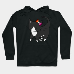 Lesbian Pride Tuxedo Kitty Ear Bow Hoodie